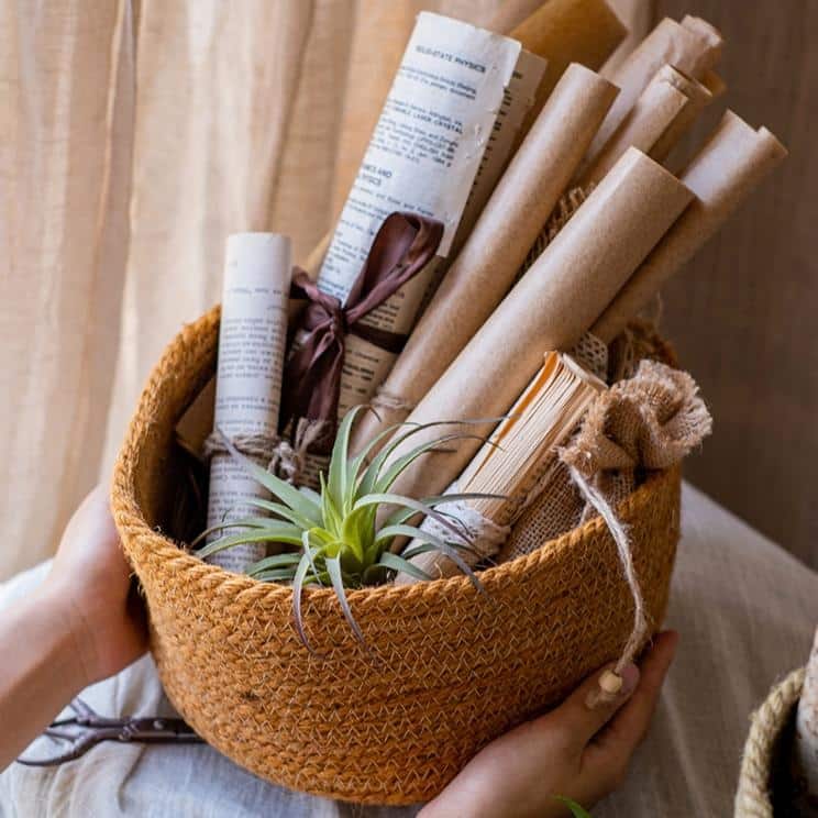 RusticReach Cotton Rope Woven Basket Desktop Organizer