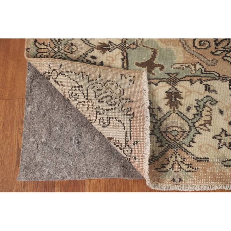 Distressed Sparta Turkish Vintage Rug Hand-Knotted Solid Wool Carpet - 6'6" x 9'9"
