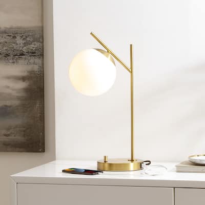 SAFAVIEH Lighting Suna 21-inch Table Lamp with USB Charging Port (LED Bulb Included) - 7 in. W x 11.3 in. D x 20.5 in. H