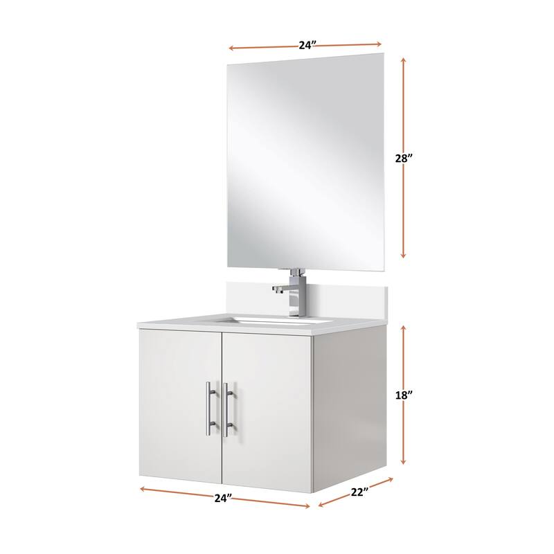 Bathroom Vanity Set with Marble Top, Single Hole Faucet, Mirror Included, Stainless Steel