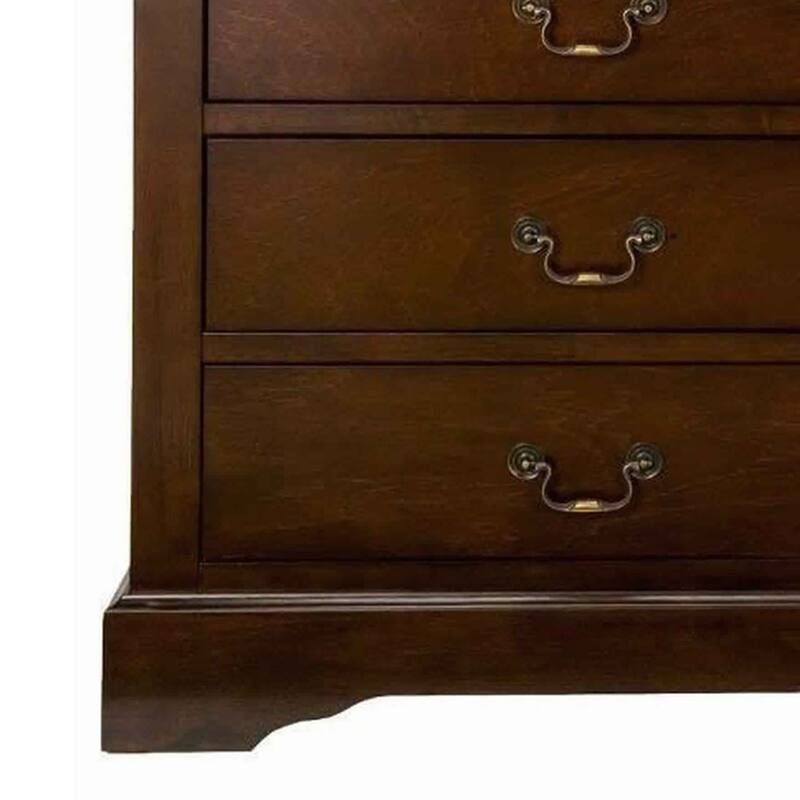 Rubberwood 6 Drawer Dresser With Antique Handles Brown