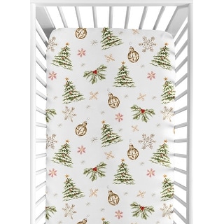 Sweet Jojo Designs Christmas Trees Boy, Girl, Unisex/Gender Neutral Fitted Crib Sheet - Xmas Holiday Pine Tree Fir for Christmas
