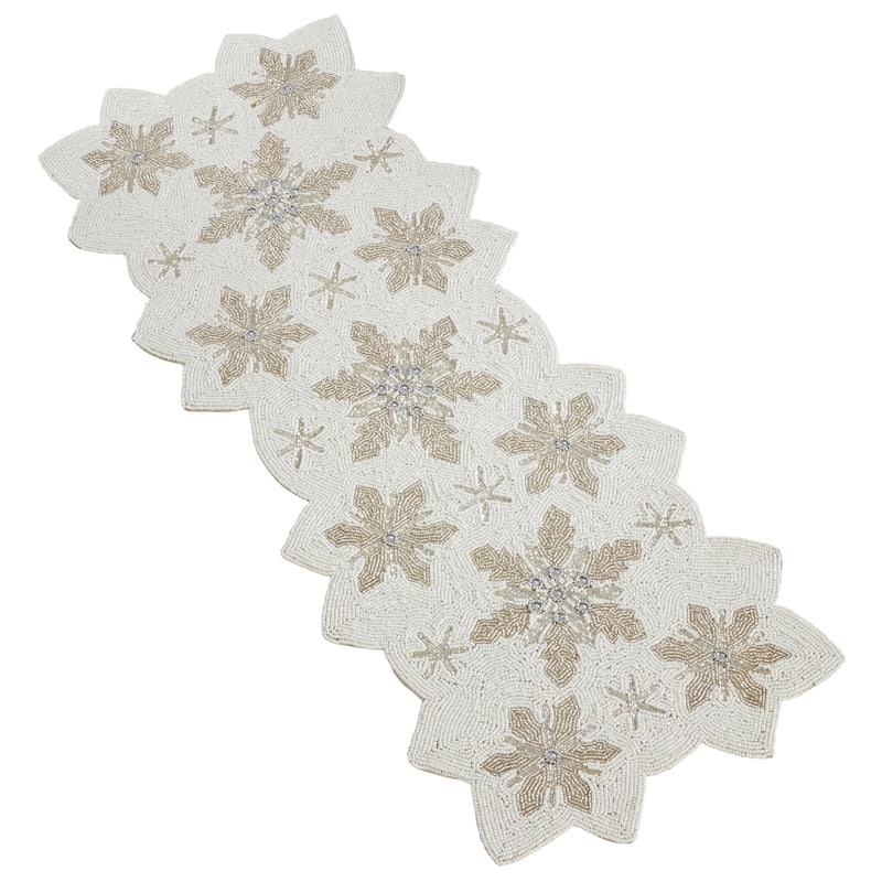 Beaded Table Runner With Snowflake Design
