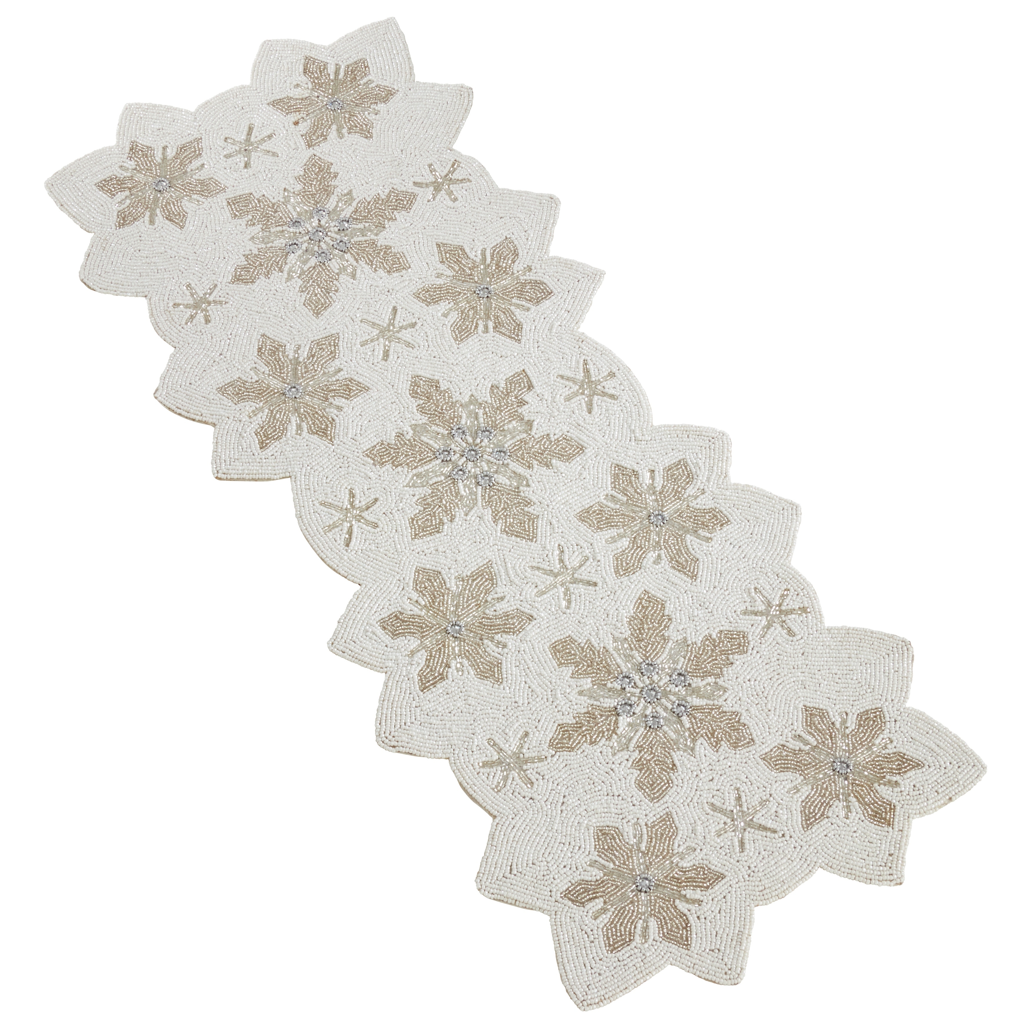 Saro Lifestyle Beaded Table Runner With Snowflake Design