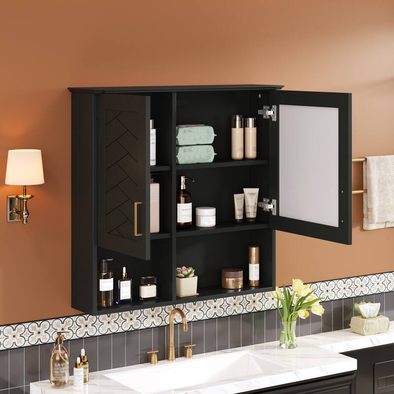 Roomfitters 30 Inch 2-in-1 Wall Mount Medicine Cabinet, Mirror Storage with Adjustable Shelves & Soft Close