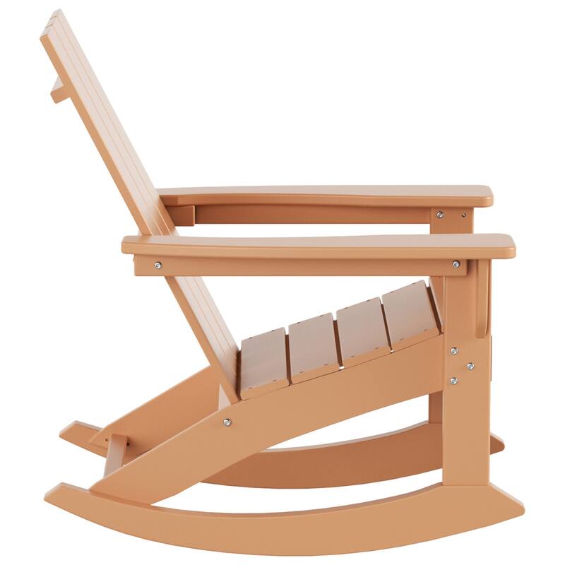 Shoreside Modern Eco-Friendly All Weather Poly Adirondack Rocking Chairs with Side Table (3-Piece Set)