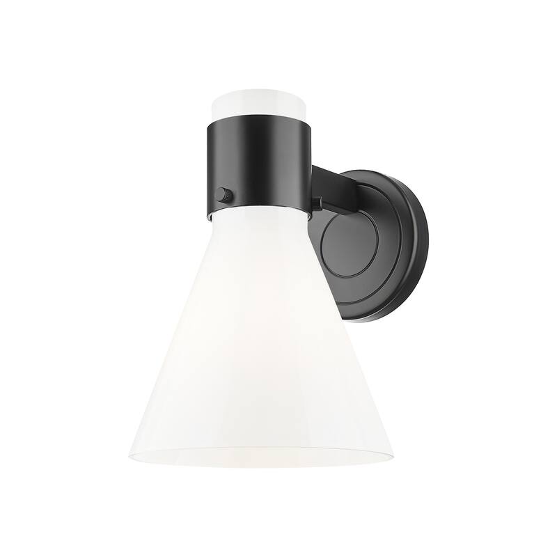 Innovations Lighting 464-1W-9-7 Lawton Cone Sconce Lawton Cone 9" Tall - Matte Black / Gloss White