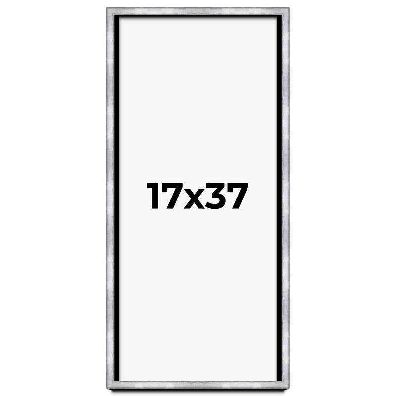 17x37 Shadow Box Frame Silver | 1.375 Inches Deep Real Wood