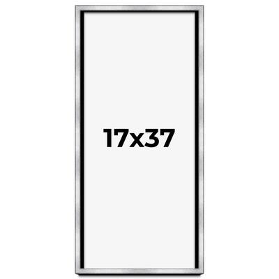 17x37 Shadow Box Frame Silver | 1.375 Inches Deep Real Wood