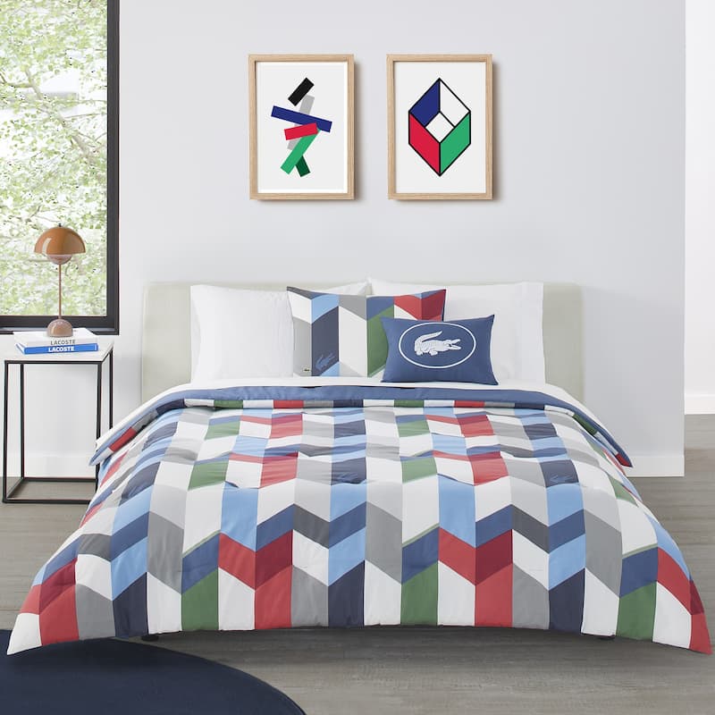 Lacoste Beaumont 4-Piece Comforter Set - Navy/Multi - Twin