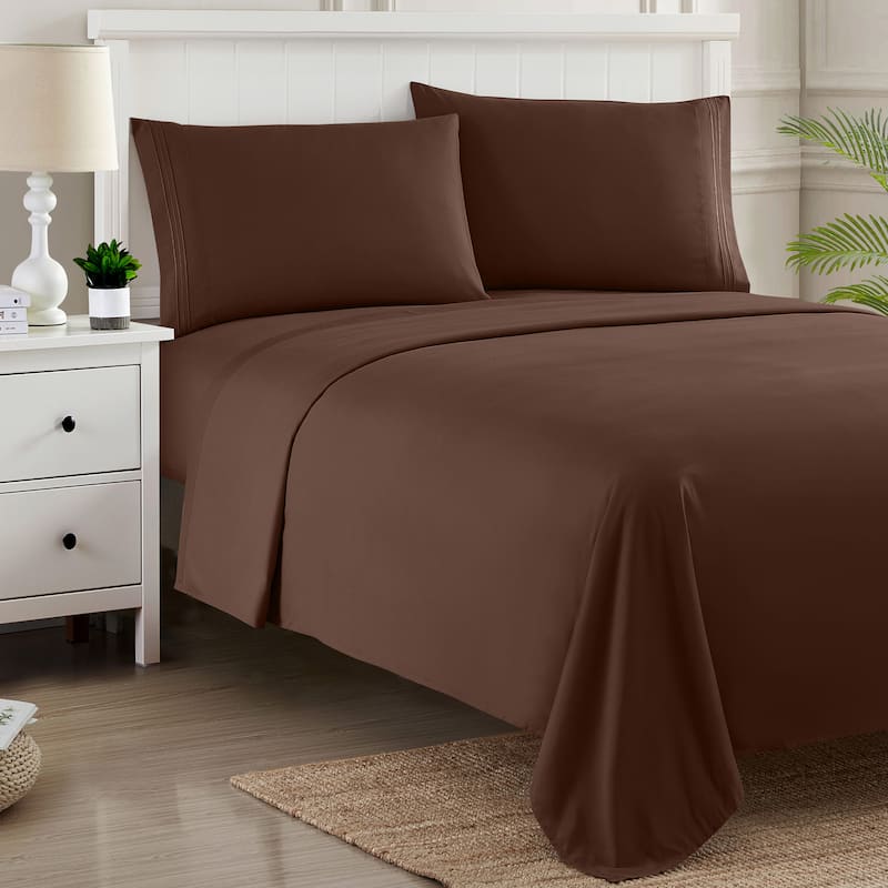 Sweet Home Collection Deep Pocket Soft Microfiber 4-Piece Solid Color Bed Sheet Set
