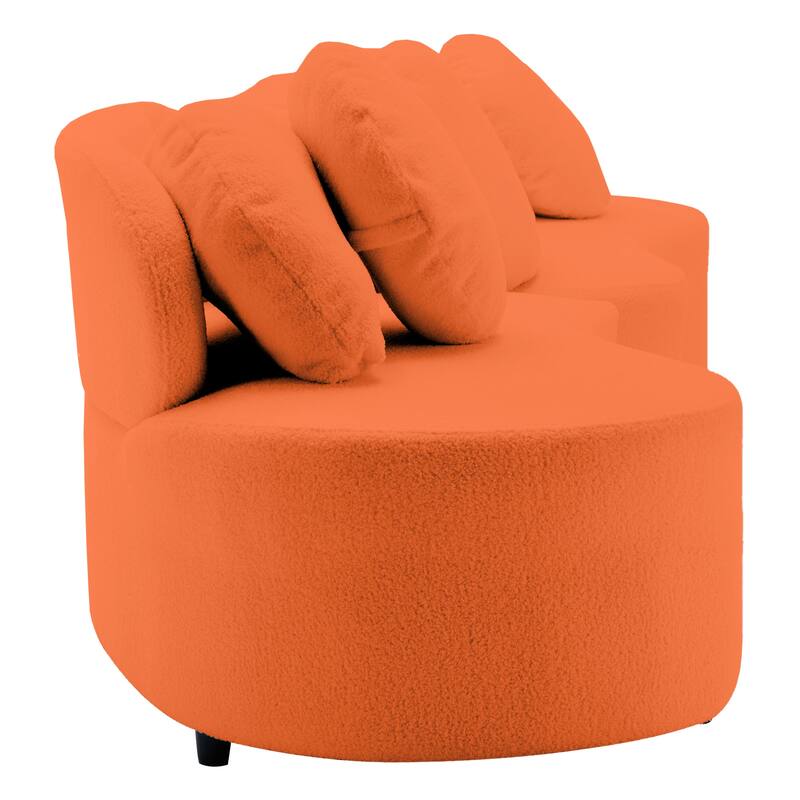 103.5" Lamb Velvet Armless Sofa with 6 Pillows and Floating Design