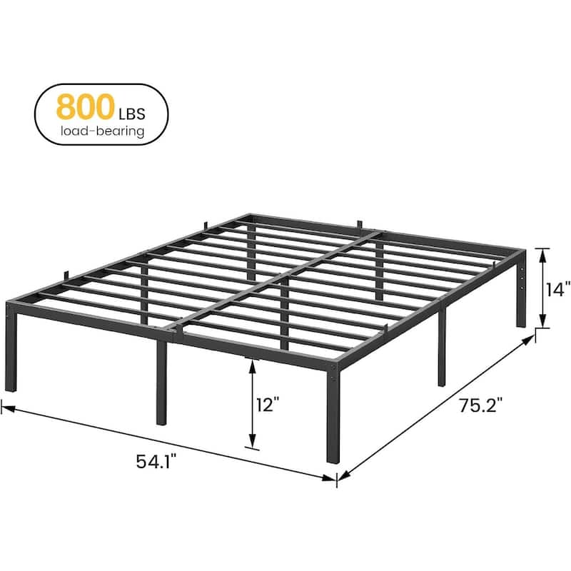 14 Inch Bed Frame with Storage, Load Up to 800Lbs,No Box Spring Needed