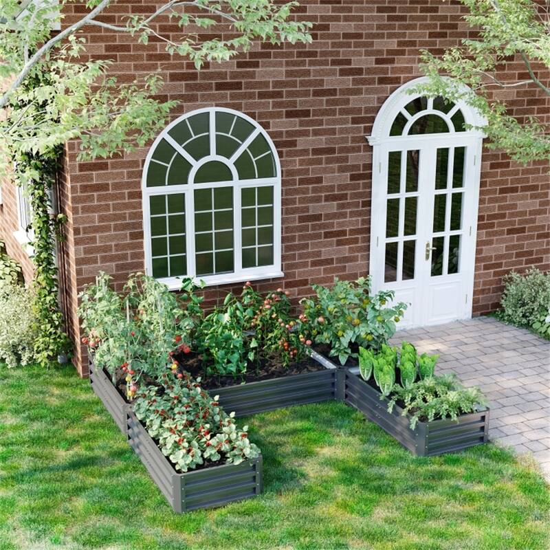 Large Wooden Planter Box Set for Garden and Outdoor Use Modular Fir Wood Raised Beds for Flowers Vegetables