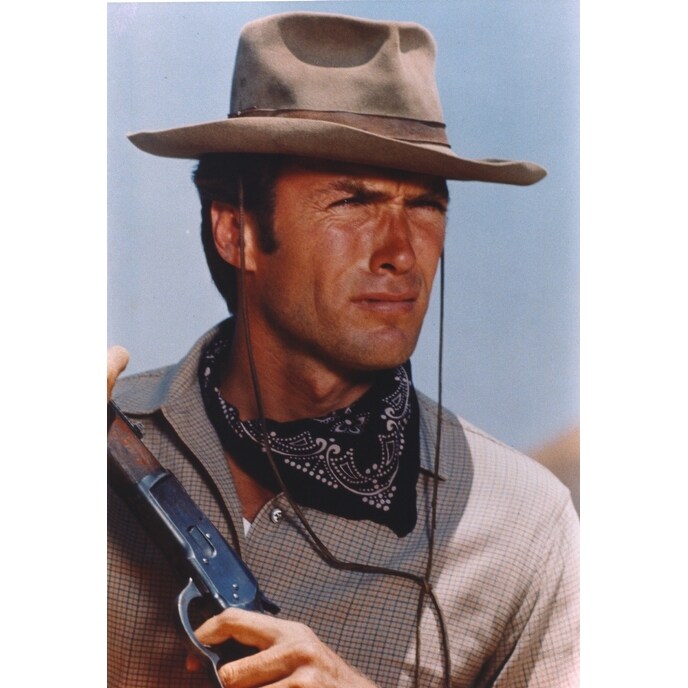 Shop Clint Eastwood Movie Scene In Cowboy Hat With Black Scarf