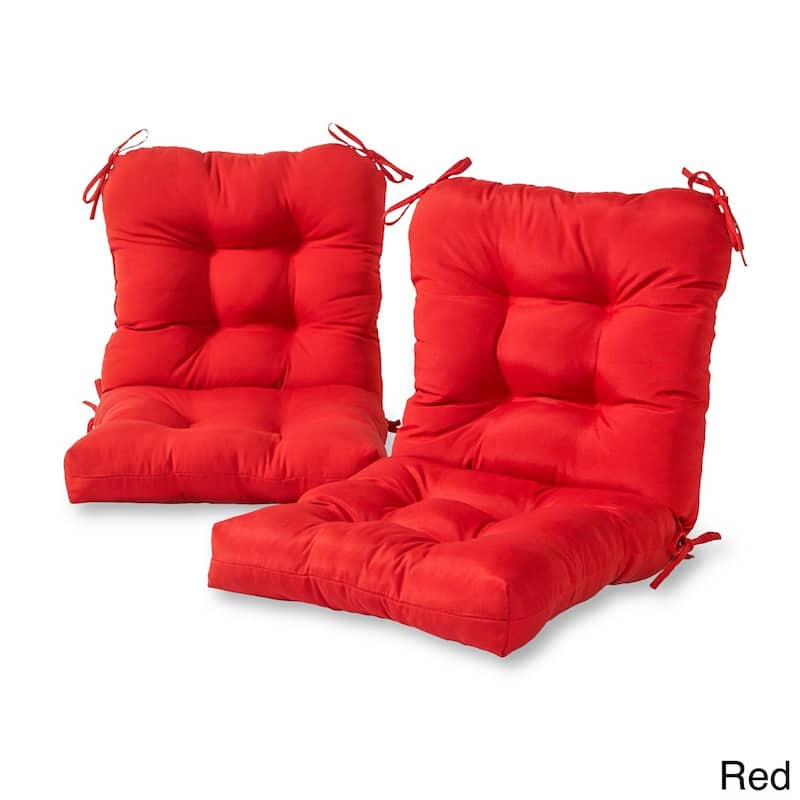 21 x 42-inch Solid Color Outdoor Seat/Back Chair Cushions (Set of 2) (Cushions Only)