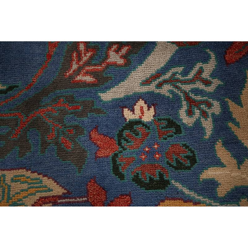 Animals Design Blue Ziegler Oriental Area Rug Hand-Knotted Wool Carpet - 9'11" x 13'8"