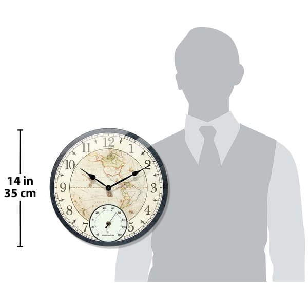 dimension image slide 1 of 2, Orbis All Weather Clock - 14 x 2 x 14