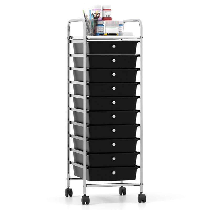 Costway Rolling Storage Cart with Chrome Plated Metal Frame & Lockable - See Details