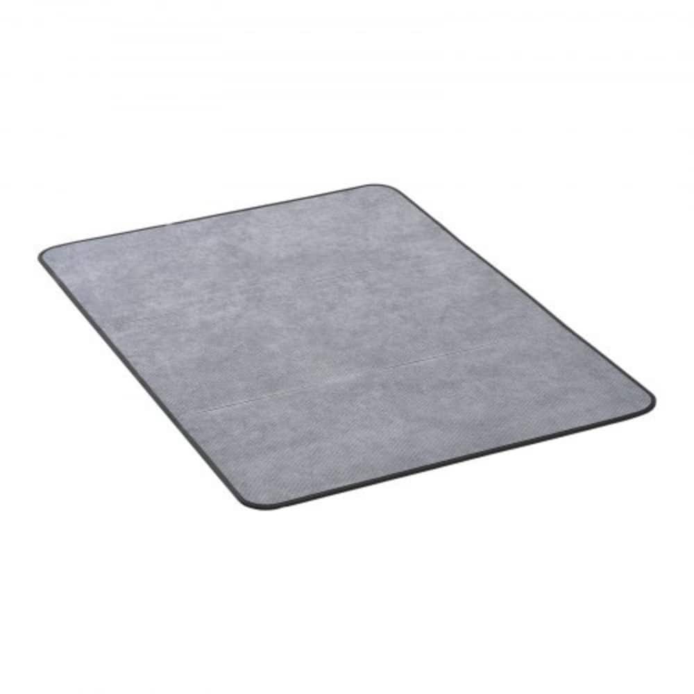 Grey Corduroy Gaming Chair Mat 36x48 in Non-Slip Floor Protector