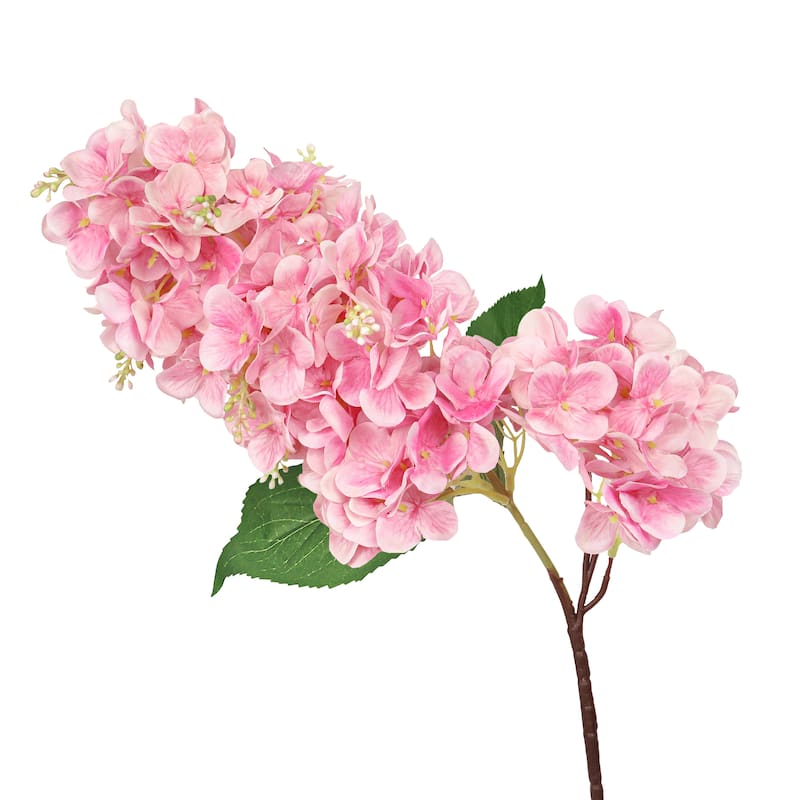Set of 2 Deluxe Pink Artificial Cone Hydrangea Flower Stem Spray 34in - 35" L x 5" W x 5" DP