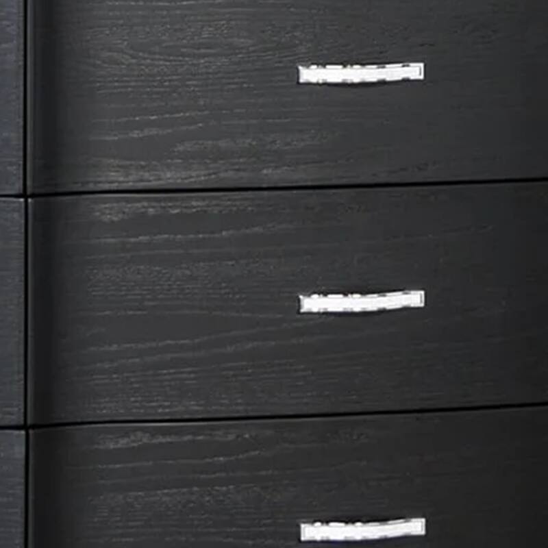 Eleena 6 Drawer Wide Dresser, Black Solid Wood, Acrylic Handles