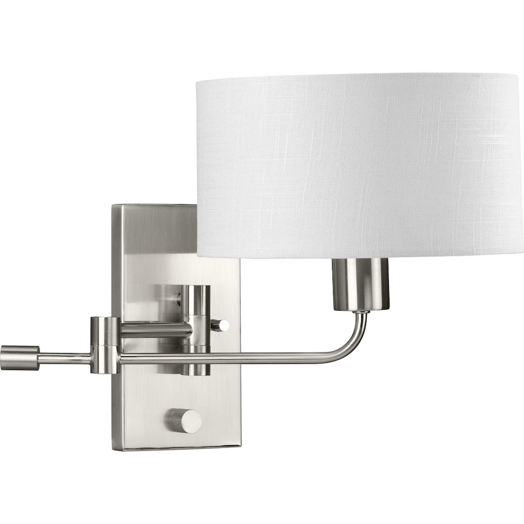 Carrick Collection One-Light Brushed Nickel Summer Linen Shade Transitional Wall Light - 10 in x 10.87 in x 11.75 in
