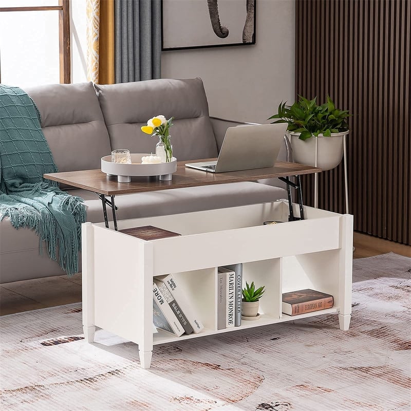 Lift Top Coffee Table with Hidden Compartment - 19.5"D x 40"W x 19.3"H