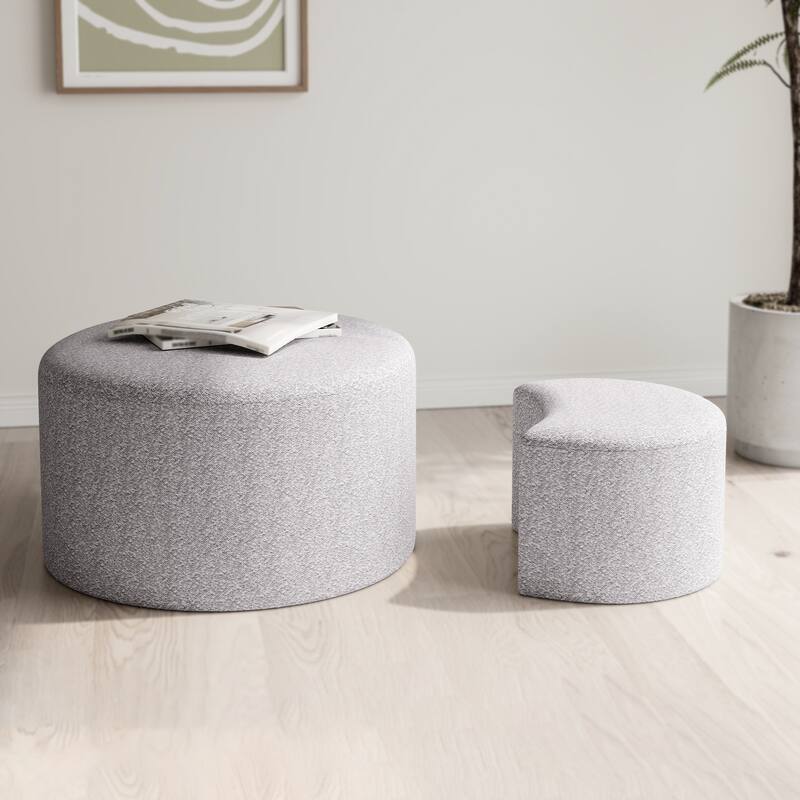 Upholstered Nesting Coffee Tables (Set of 2), Side Table, Footrest, Ottoman & Seat for Living Room Bedroom Entryway Office