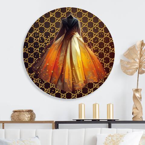 Designart 'Vibrant High End Ball Gown II' Glam Metal Round Wall Art