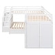 preview thumbnail 5 of 43, L-Shaped Triple Bunk Bed with Stairs, Retractable Desk, Storage Drawers and Wardrobe, Twin & Twin Over Full Bunk Bed for 3