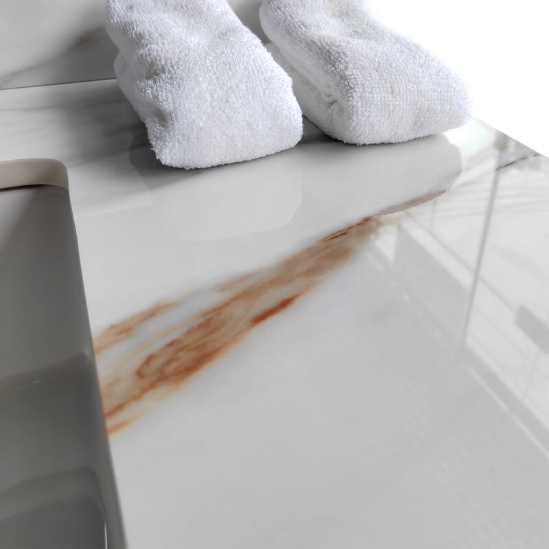 31 Inch Marble Vanity Top,Bathroom Vanity Top with Undermount Rectangular Middle Sink and 4 Inch Height Backsplash