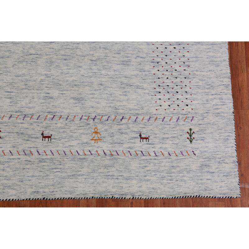 Hand Knotted Oriental 100% Wool Carpet Tribal Animal Pictorial Greys & Charcoal Gabbeh Area Rug - 10' 0'' X 8' 3''