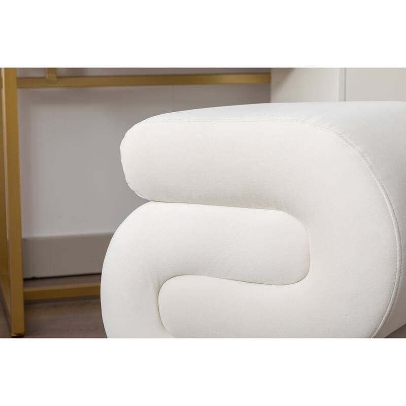 S-shape Ottoman Makeup Stool Footstool （Teddy/Velvet）