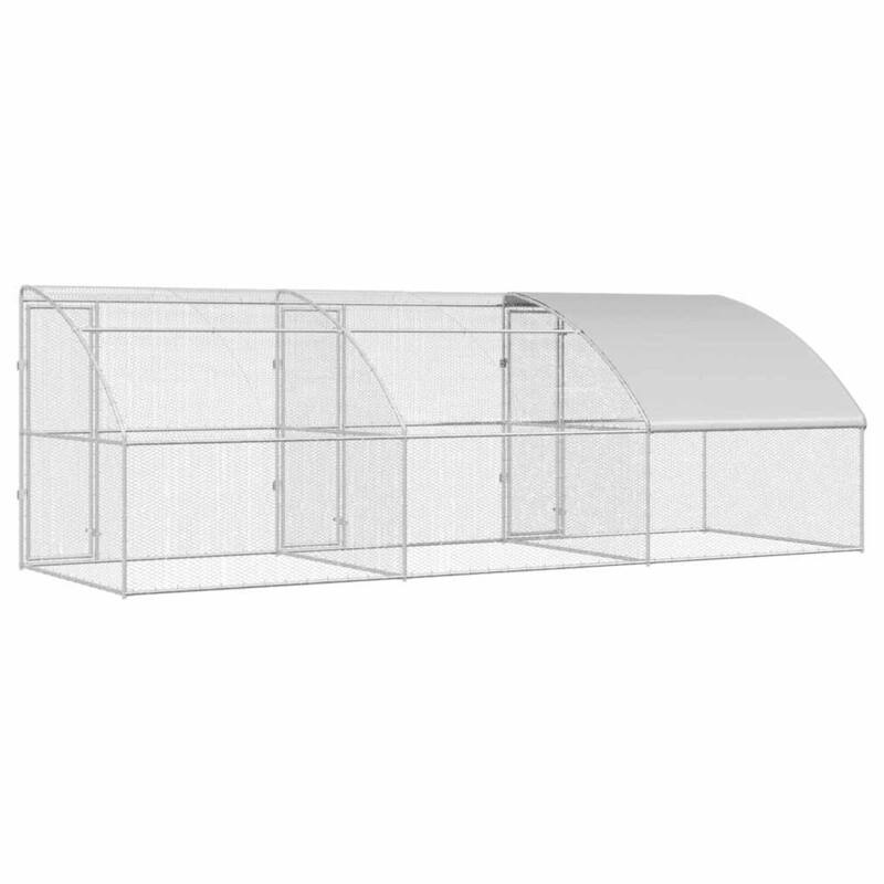 vidaXL Chicken Cage Silver 400/600/800 x 200 x 198.5 cm Galvanized steel