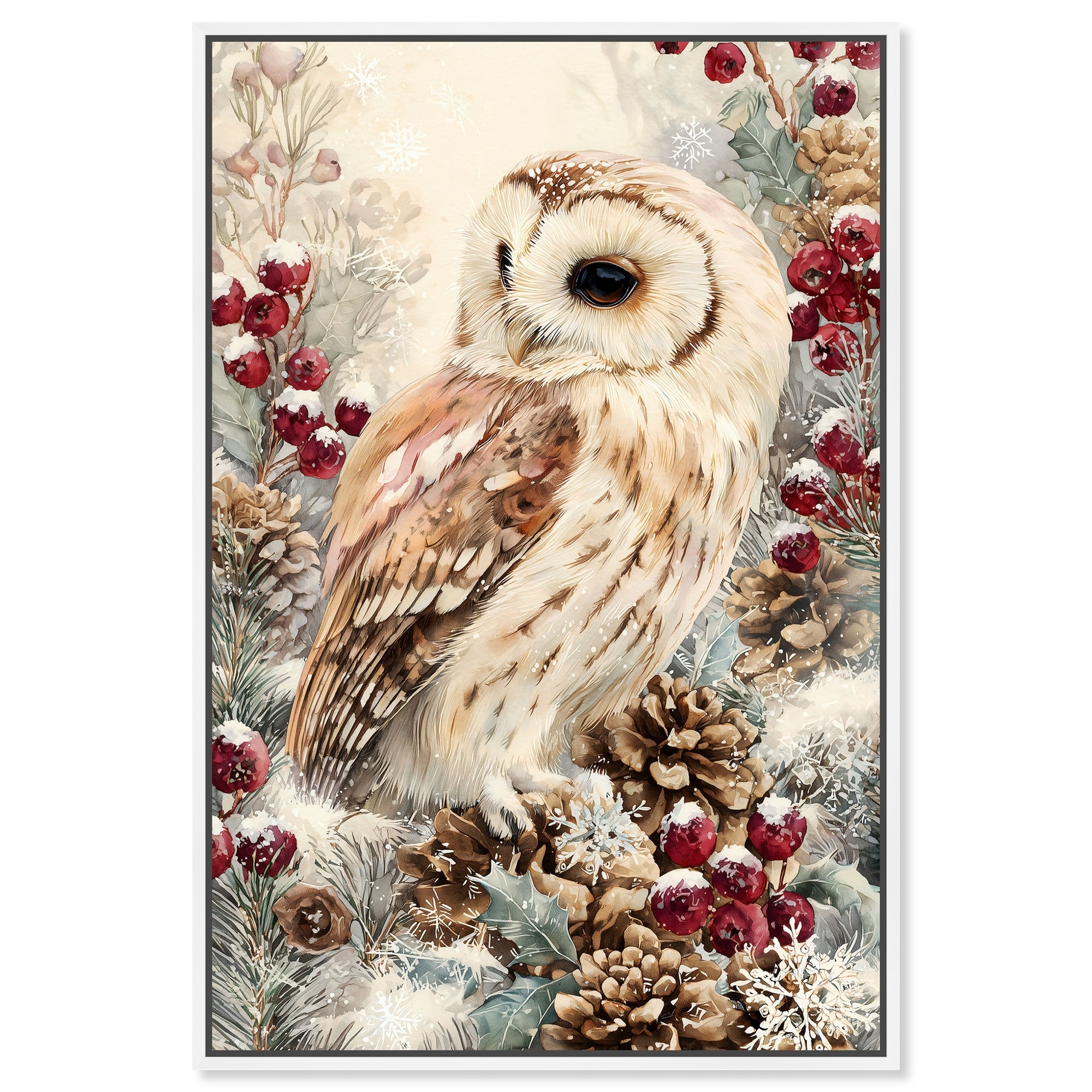 Christmas Forest Owl III Wall Decor Canvas Print by Art Remedy