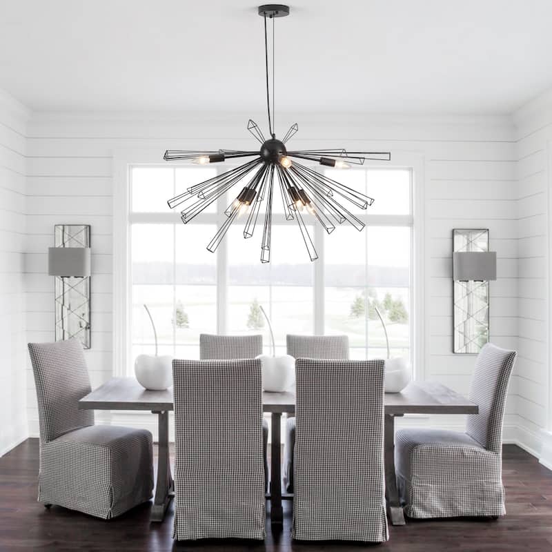 8-Light 33.46"W Metal Dimmable Pendant Lights for Kitchen Living Room