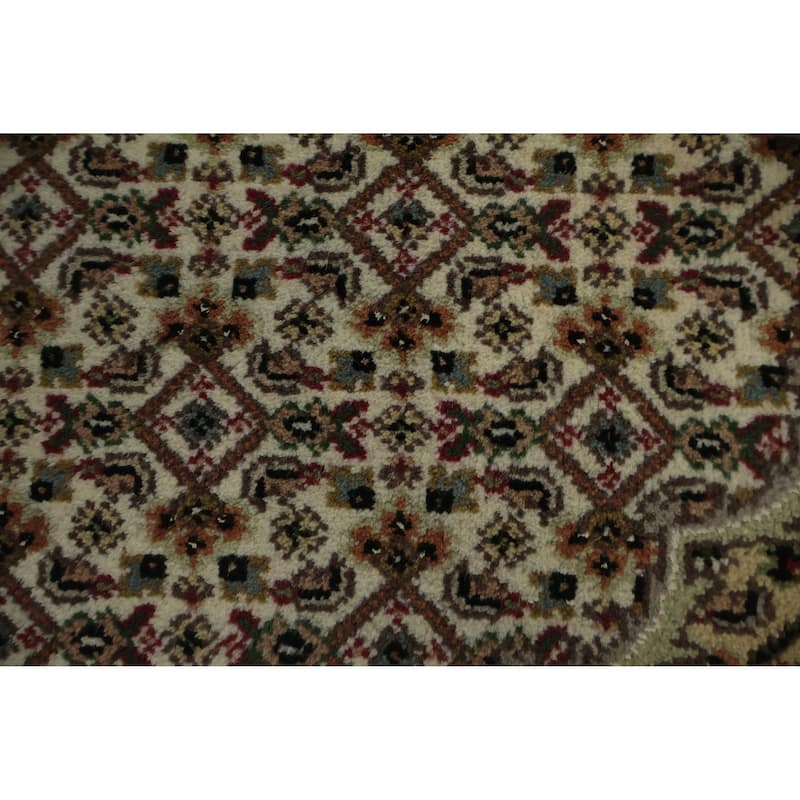 Hand Knotted Oriental 100% Wool Carpet Traditional Floral Beige & Ivories Tabriz-Mahi Area Rug - 6' 7'' X 5' 0''