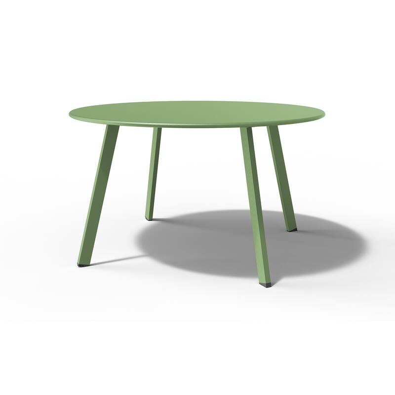 Clihome Patio Round Metal Coffee Table, Outdoor Side Table - Green