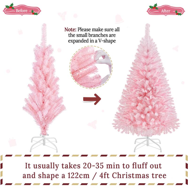 Yaheetech 4ft Pre-lit Black Tinsel Artificial Halloween Christmas Tree