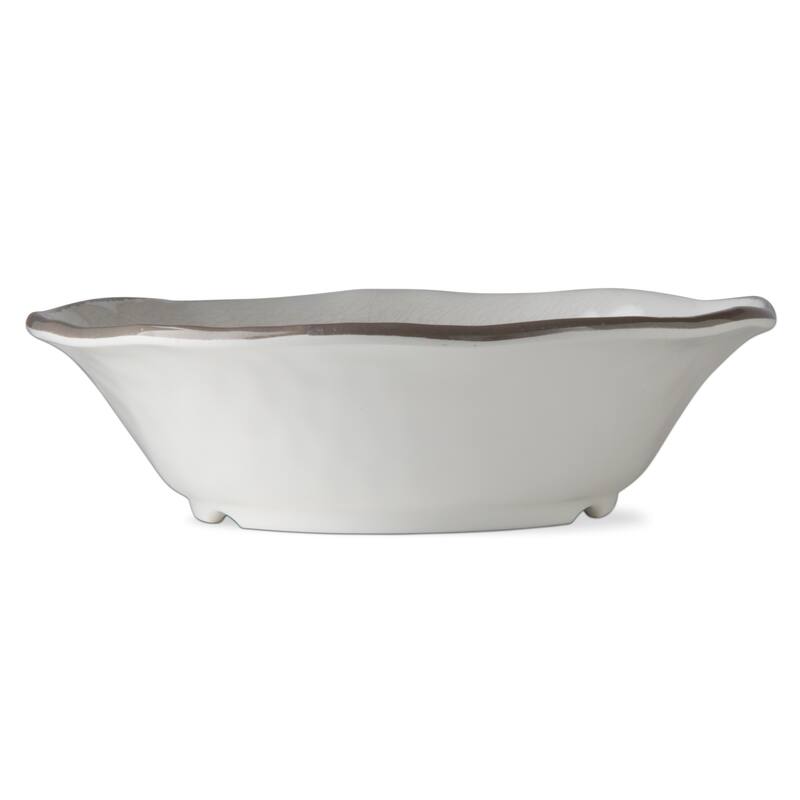 10 oz. 7 in. Veranda Cracked Glazed Solid Wavy Edge Melamine Serving Bowls 4 pc
