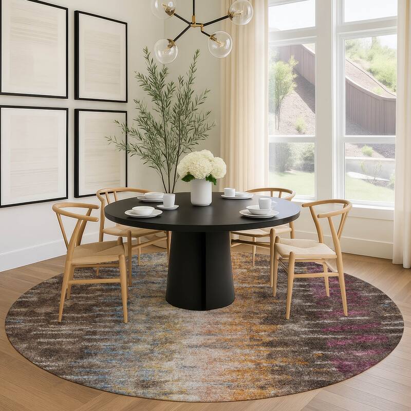 Machine Washable Indoor/ Outdoor Contemporary Ombre Chantille Rug