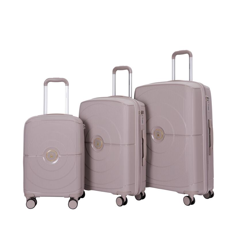 3-Piece, Luggage Sets, Hard-Shell Luggage with 2 Swivel Wheels and TSA Lock, for Boarding Travel, Greige