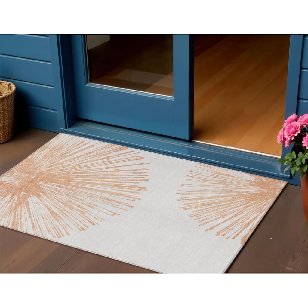HomeRoots Abstract Transitional Rectangle Outdoor Rug - 3' x 5'