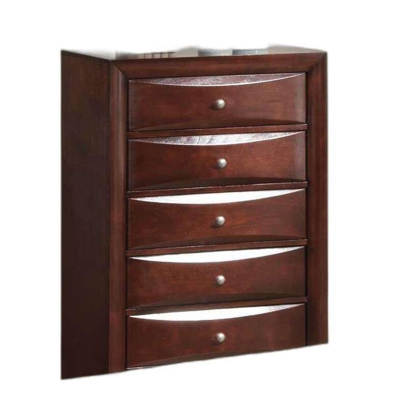 32" Espresso Solid Wood Five Drawer Chest