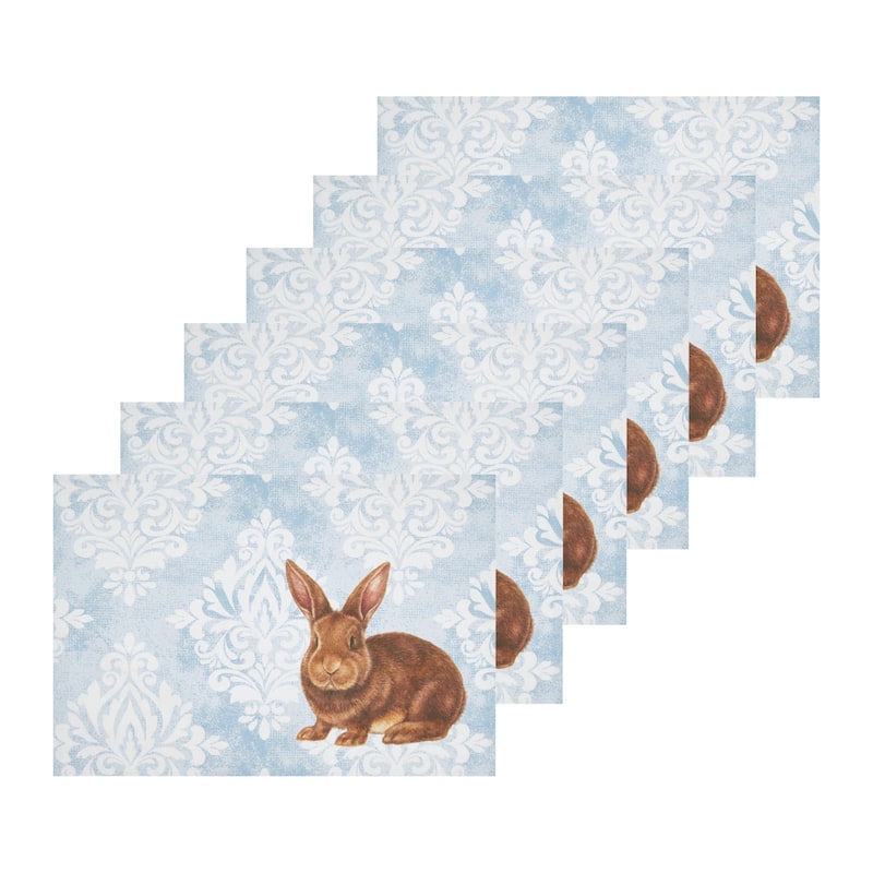 Damask Bunny Placemat Set 6