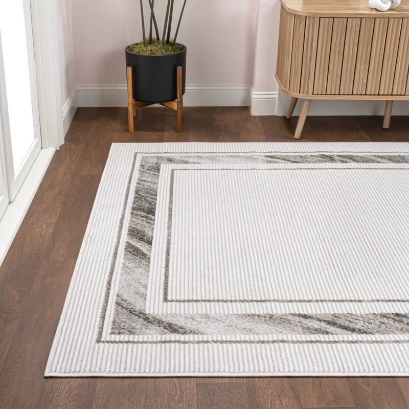JONATHAN Y Draper Classic Border Marble Pattern High-Low Rug
