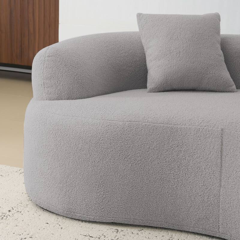 66.93 Inch Curved Grey Loveseat with Foam+Spring, No Assembly, 350 lbs Capacity