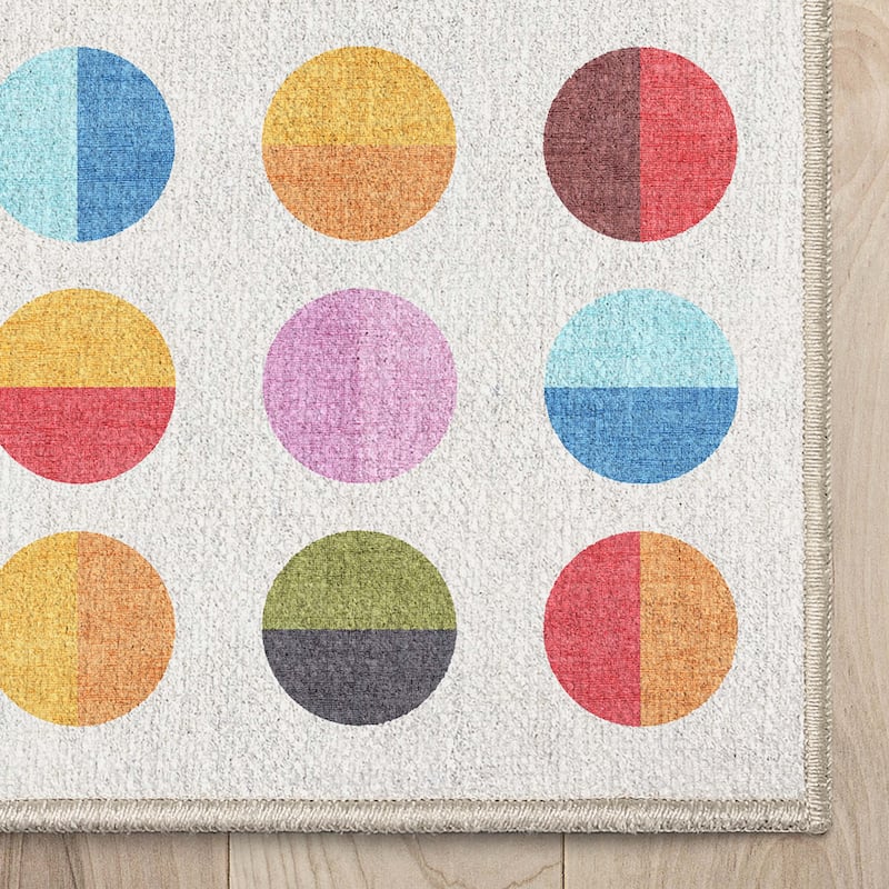 Well Woven Crayola Split Dot Modern Geometric Flat-Pile Multi Rug