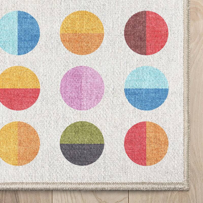 Well Woven Crayola Split Dot Modern Geometric Flat-Pile Multi Rug